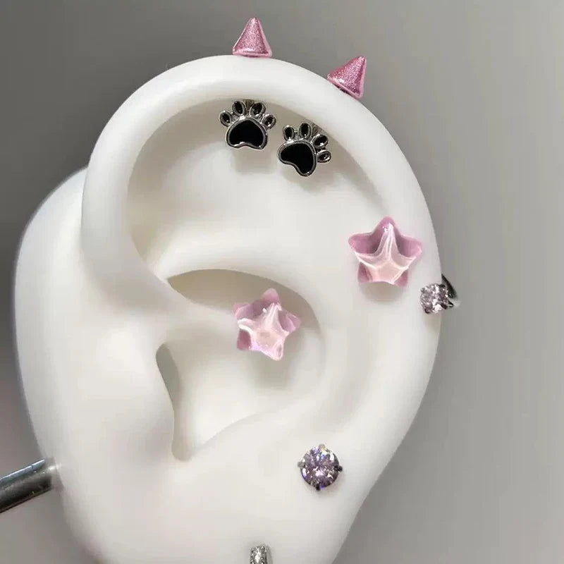 Cat Paw Devil Stud Earrings | Gothic Y2K Punk Earring Accessory