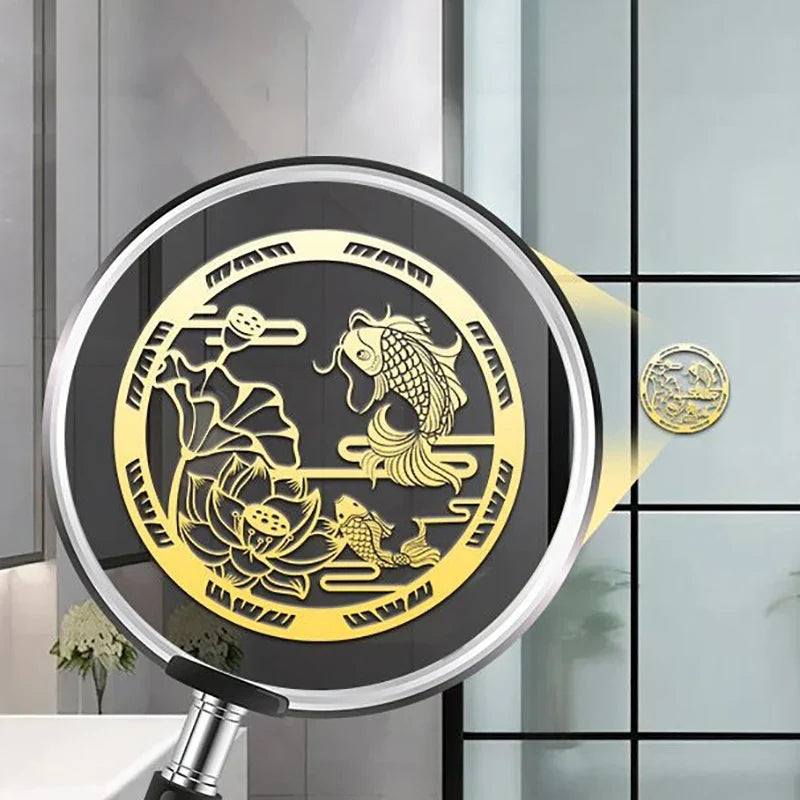 Carp Lotus Metal Sticker | Lucky Wealth Feng Shui Decoration