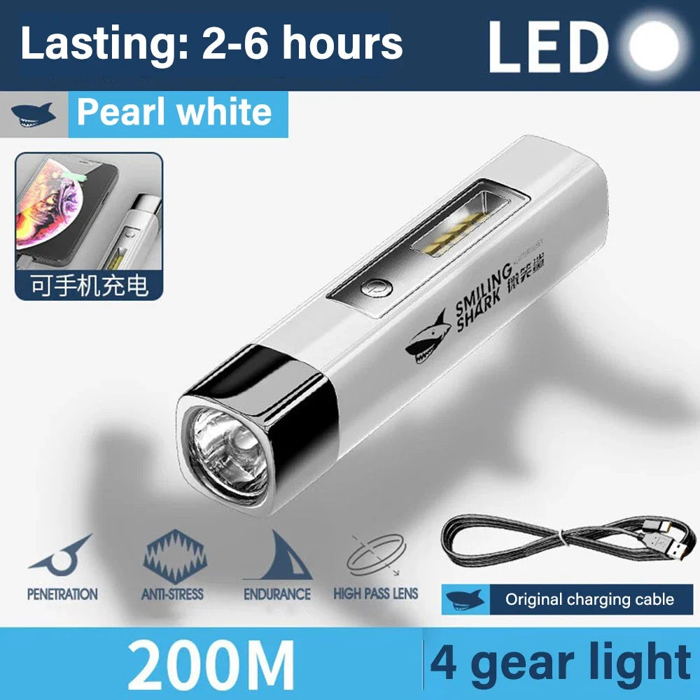 USB Rechargeable LED Flashlight 2 in 1 | Super Bright Mini Torch with Power Bank