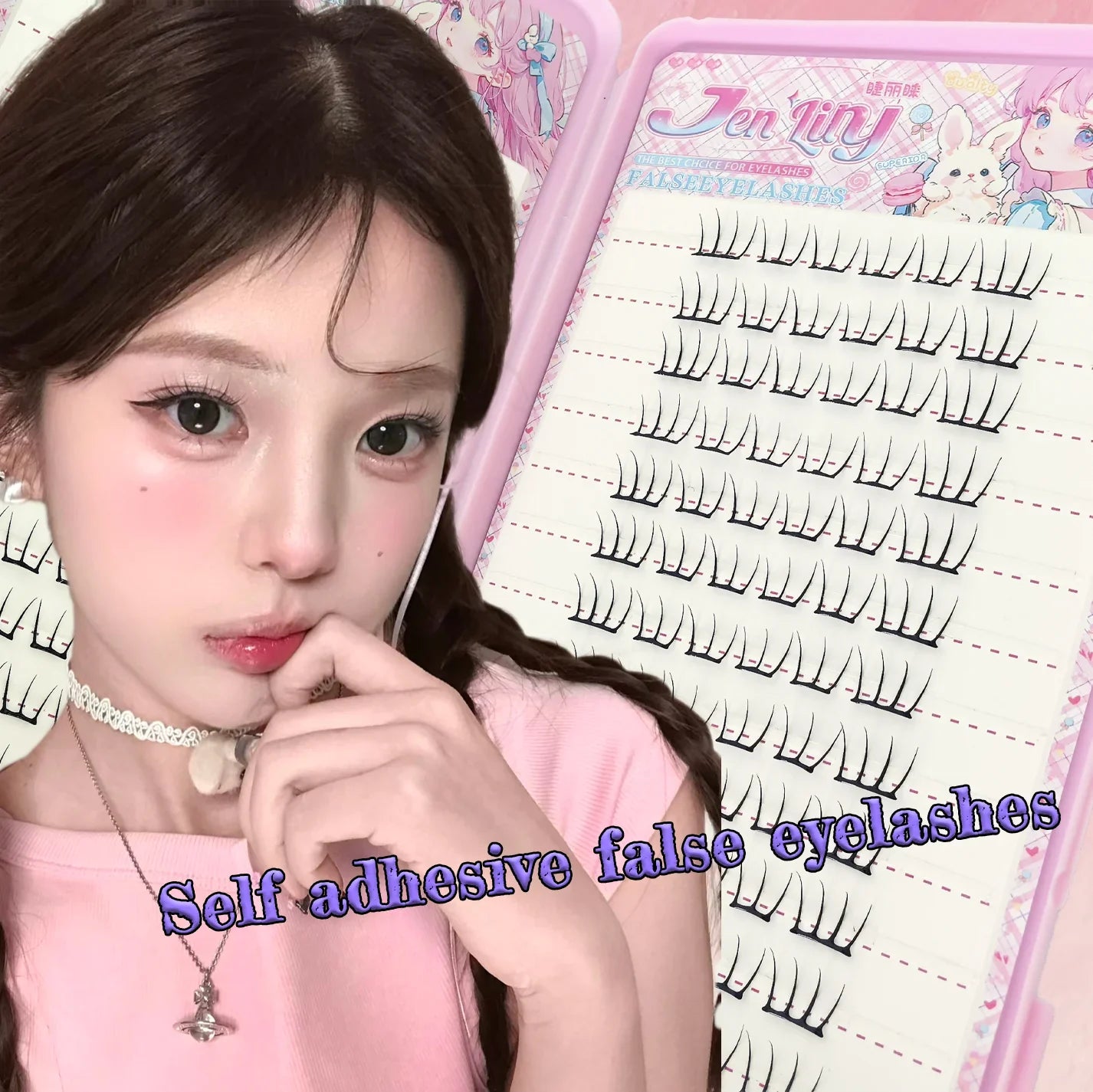 Self Adhesive False Eyelashes No Glue Needed | K-pop 2.0 Style Natural Long Cluster Lashes
