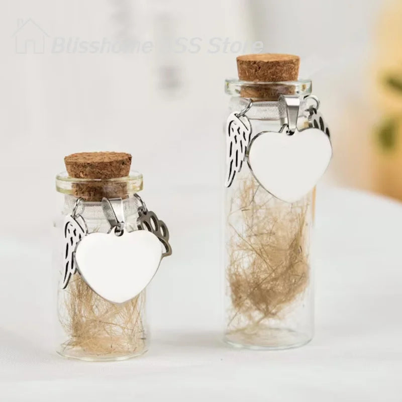 Pet Memorial Bottle for Dog or Cat Fur | Glass Keepsake Urn with Silver Charms