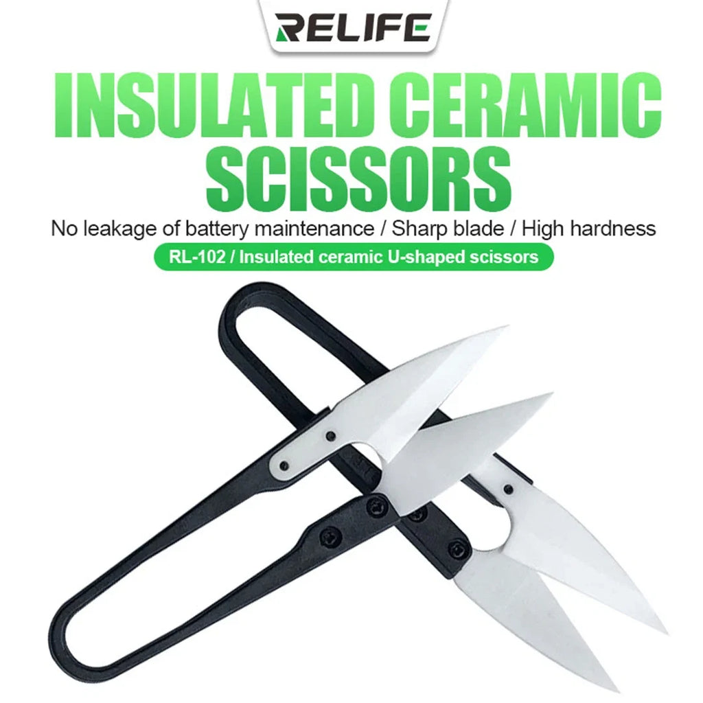 RELIFE RL-102 Ceramic Insulated U-Scissors | High Hardness Battery Cable Cutting Tool