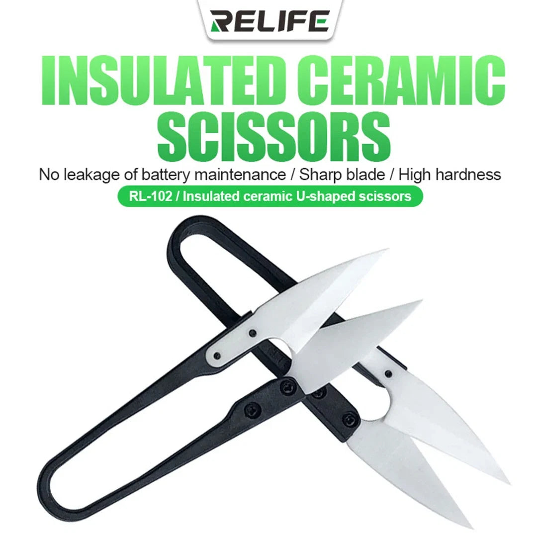 RELIFE RL-102 Ceramic Insulated U-Scissors | High Hardness Battery Cable Cutting Tool