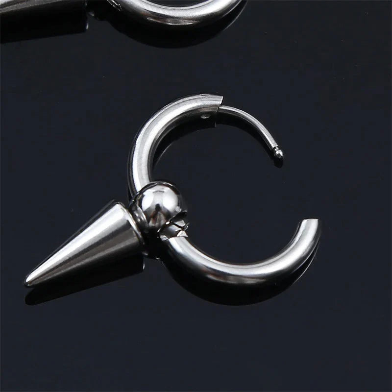 Fashion Punk Gothic Stainless Steel Drop Earrings | Unisex Stud Earrings for Men Women