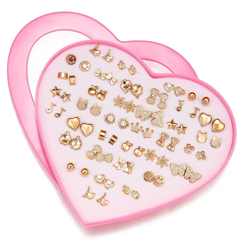 36 Pairs Cute Stud Earrings Assorted Snowflakes Cat Butterfly | Fashion Jewelry Gift Set