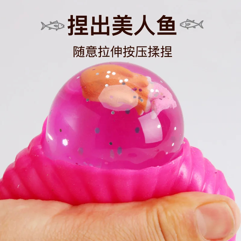 Hand Pinch Shell Decompression Toy | Stress Relief Mermaid Ball