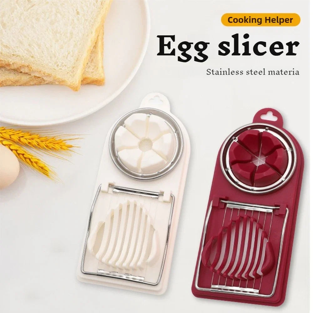 2 In 1 Egg Slicer Multifunctional Stainless Steel Egg Cutter | Kitchen Gadget for Slicing Eggs, Fruits, and Vegetables