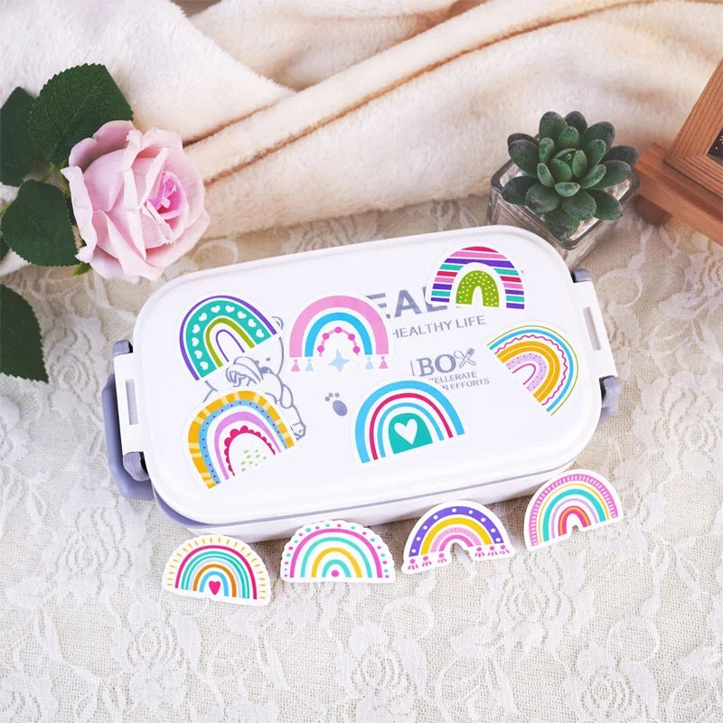 Rainbow Vinyl Stickers for Water Bottles Laptop Cup Phone | 50 Pack Cute Decals