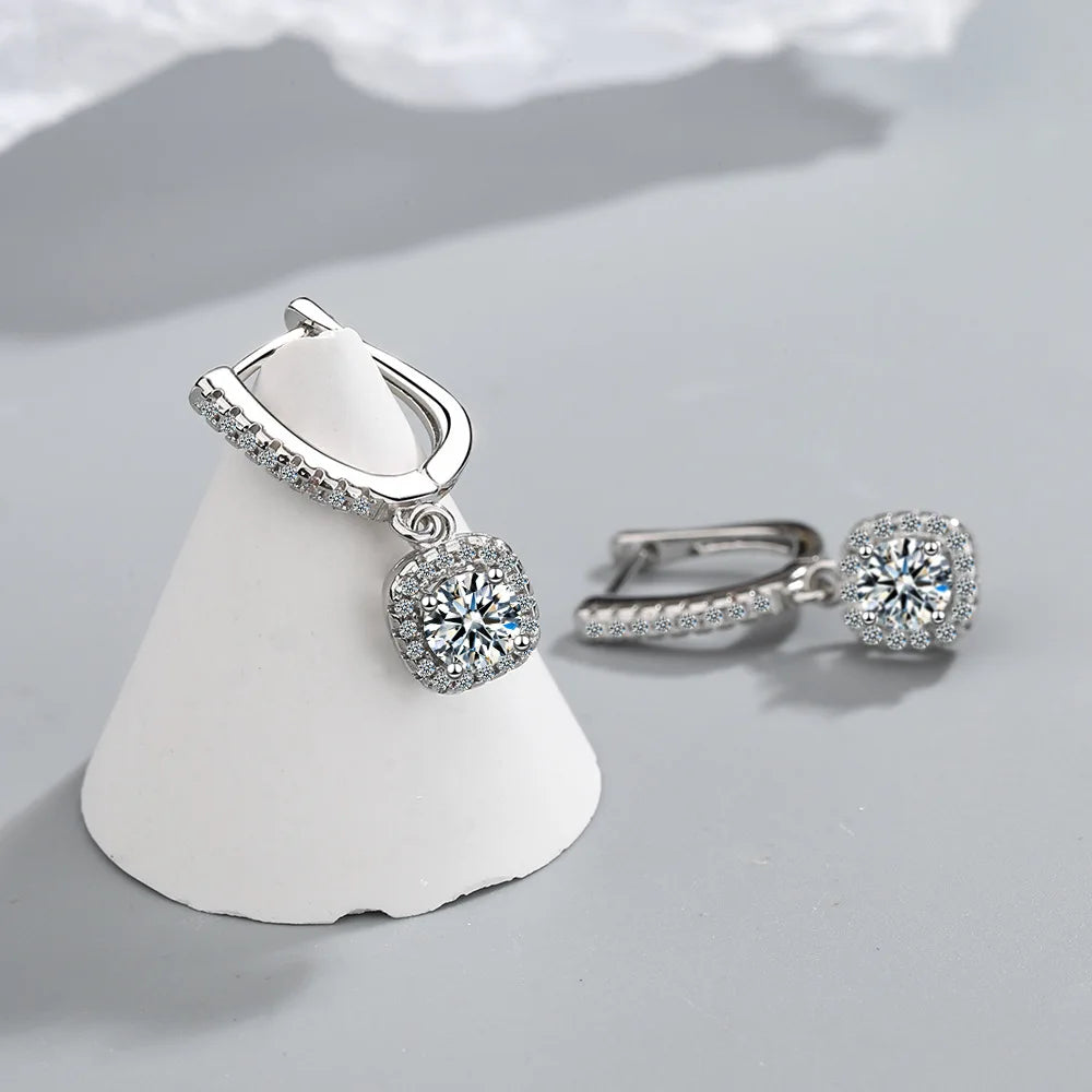 2CT Moissanite Huggie Hoop Earrings | Lab Created Diamond 925 Sterling Silver Dainty Hoop Dangle Earrings