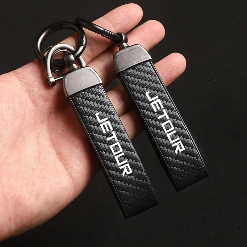 Jetour Keychain Carbon Fiber Style | Microfiber Leather Key Ring