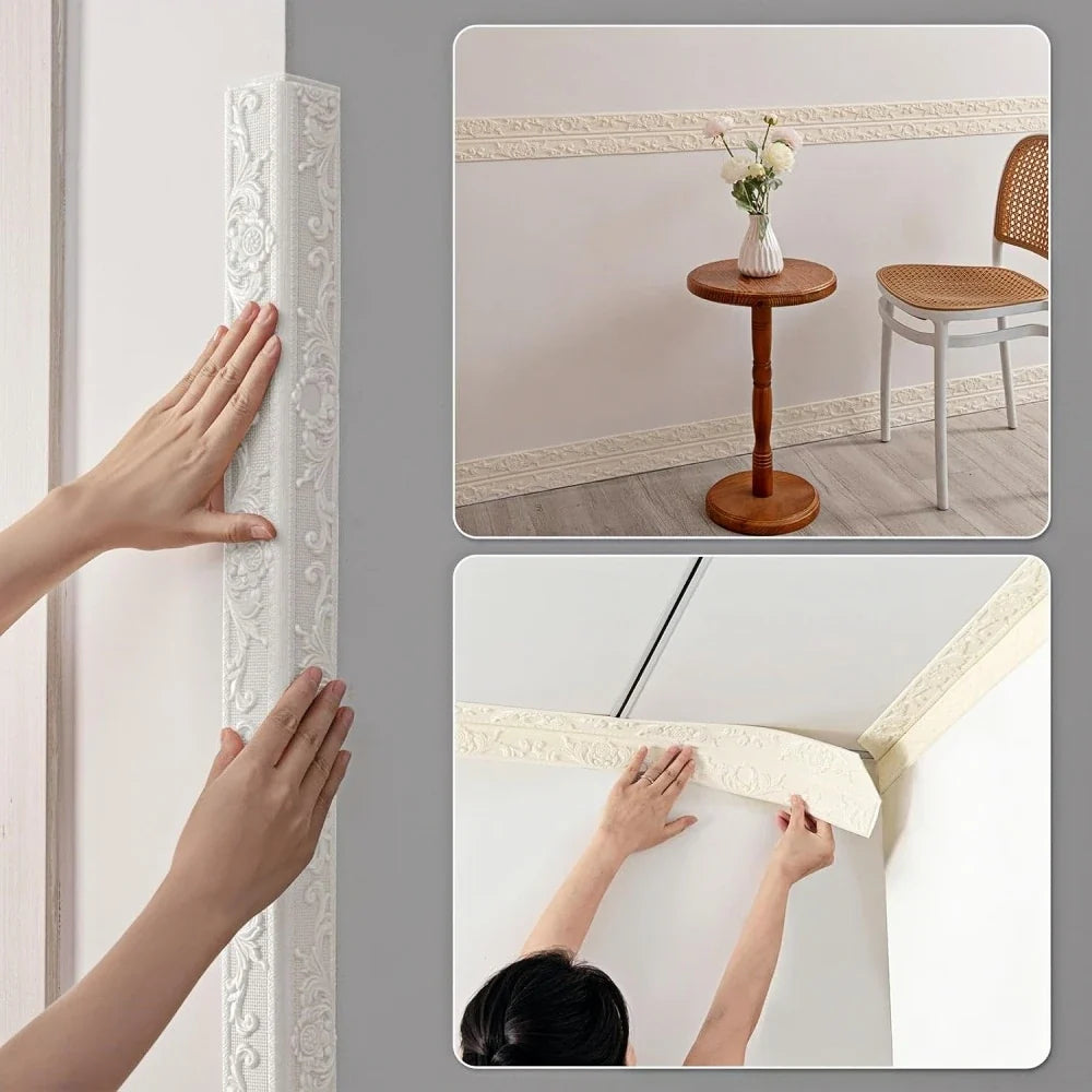 Self-Adhesive Wall Sticker | 2.3m x 12cm PVC Decorative Ceiling Corner Line