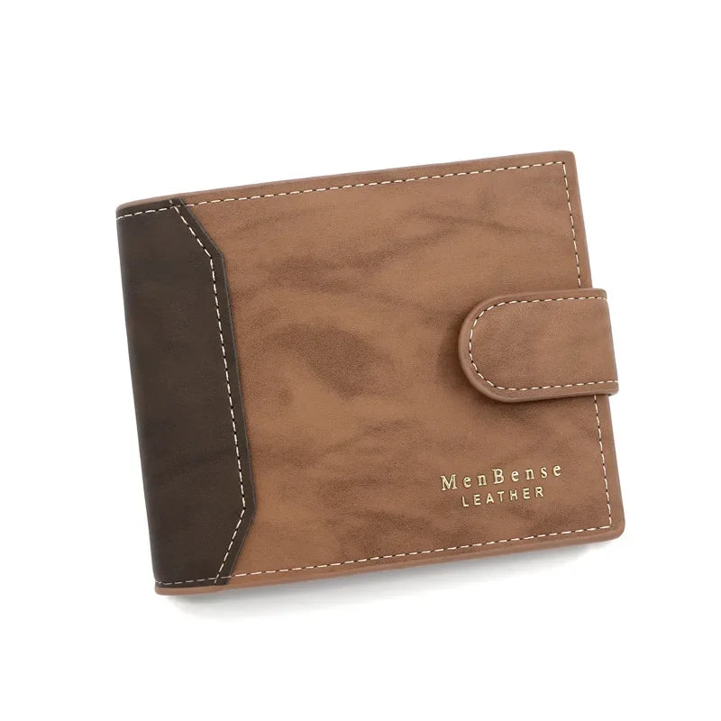 TRISJEM Slim Card Holder Wallet for Men | Short Frosted PU Leather 3-Fold