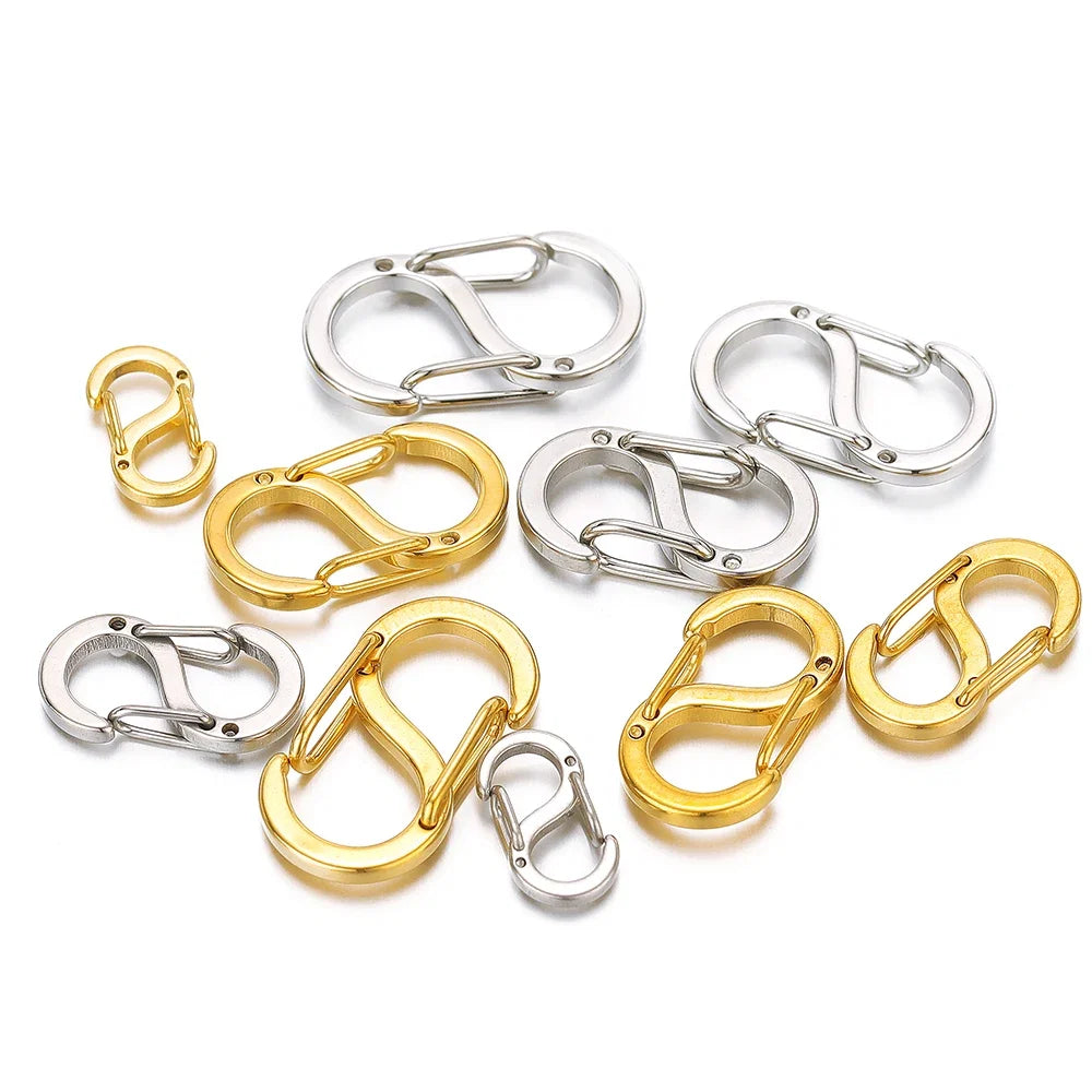 5pcs Stainless Steel Chic Letter S Buckle Clasps | 18k Gold Spring Lobster Hooks for DIY Jewelry Making