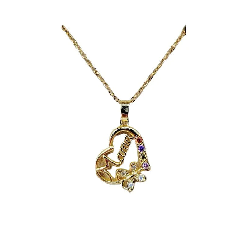 Mama Heart Pendant Necklace | Stainless Steel Crystal Choker for Women