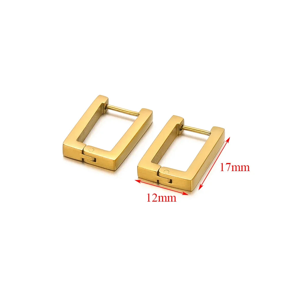 2pcs Geometric Stainless Steel Hoop Earrings | Trendy Daily Wear for Men Women