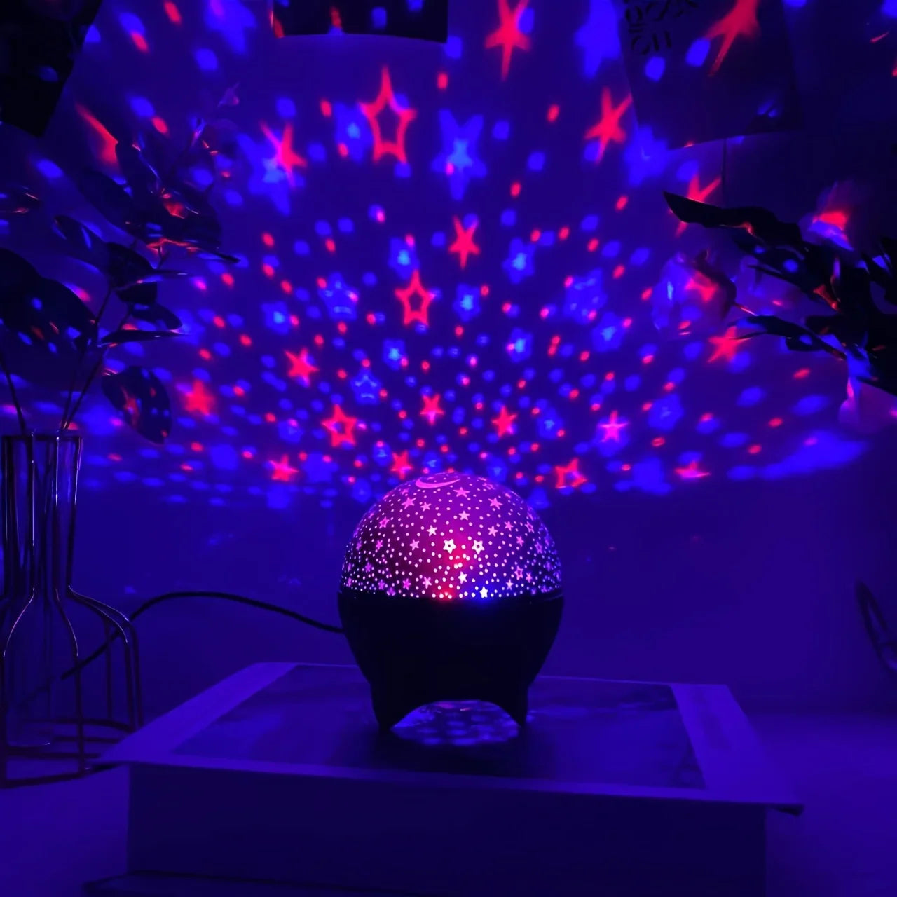 LED Night Light Star Projector | Starry Sky Galaxy Moon Lamp with Auto Color Changing and USB Power