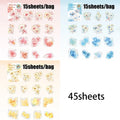 45pcs Floral Foil Stamping Stickers | DIY Scrapbook Decor