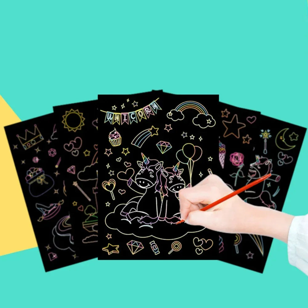 Magic Rainbow Scratch Art Painting Paper Kit | Kids DIY Educational Toy
