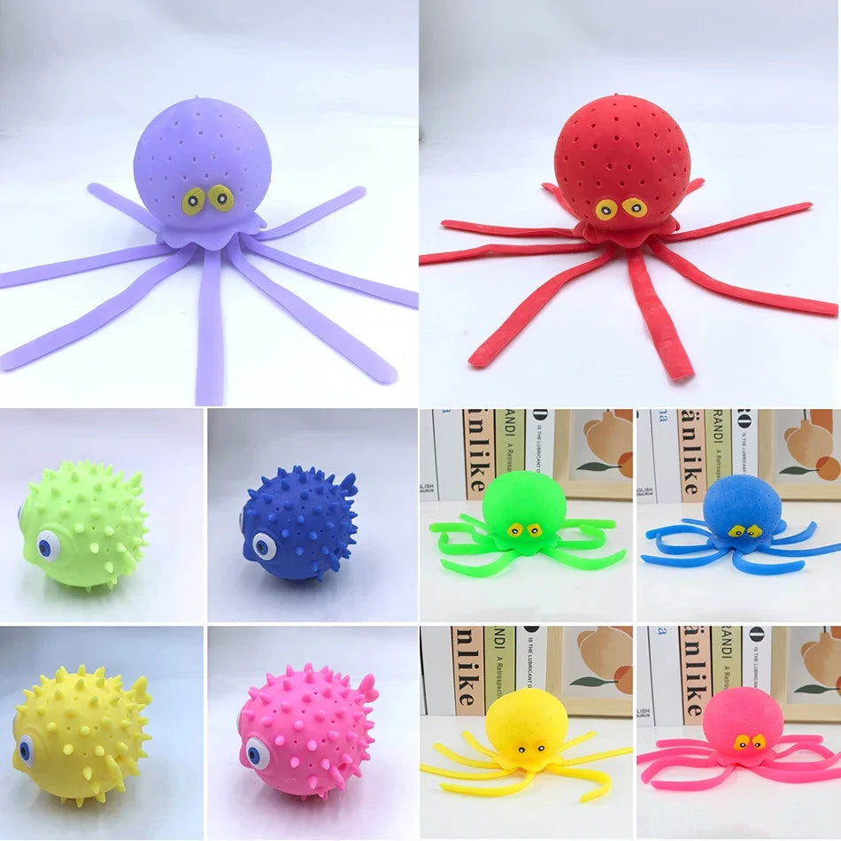 Octopus Water Absorbing Sponge Toy | Squeeze Stress Relief Bath Toy