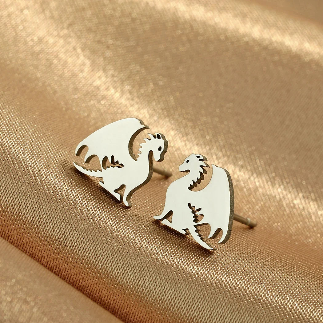 Punk Black Western Dragon Ear Stud | Stainless Steel Stud Earrings