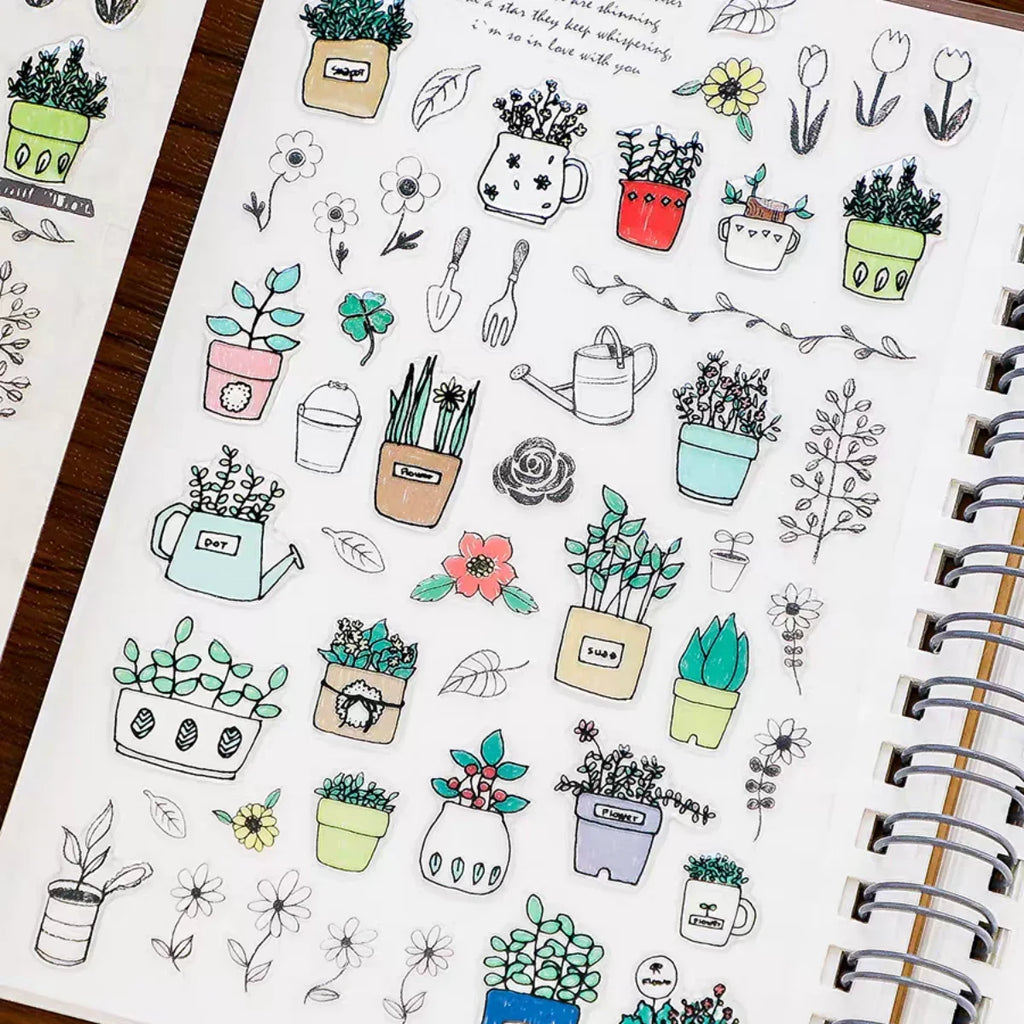 Suatelier Potted Plant PVC Stickers | Korean Import DIY Scrapbooking Set