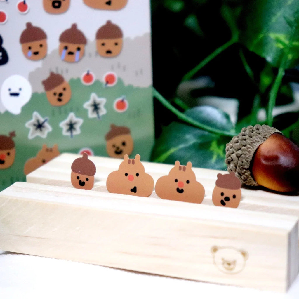 Cute Squirrel Acorn Stickers | Kawaii Paper Stickers for Scrapbooking and Journaling