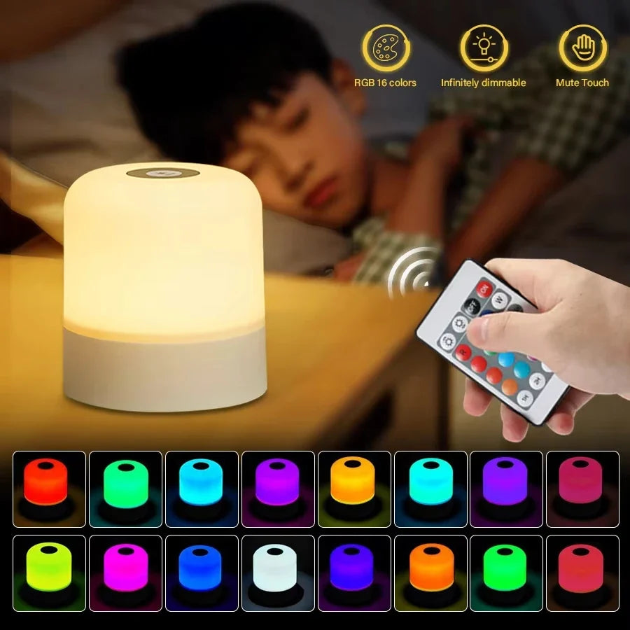 LED Table Lamp with Remote and Touch Control | Dimmable Rechargeable Night Light for Bedroom Decor