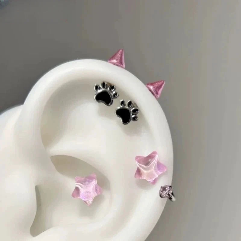 Cat Paw Devil Stud Earrings | Gothic Y2K Punk Earring Accessory