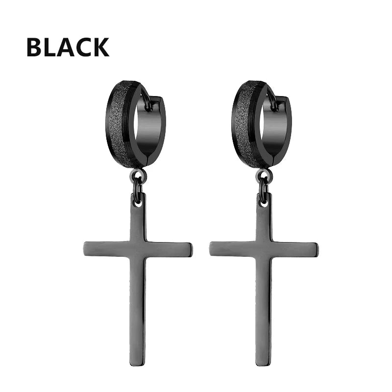 2pc Stainless Steel Cross Earrings Set | Gothic Punk Huggies for Men Women