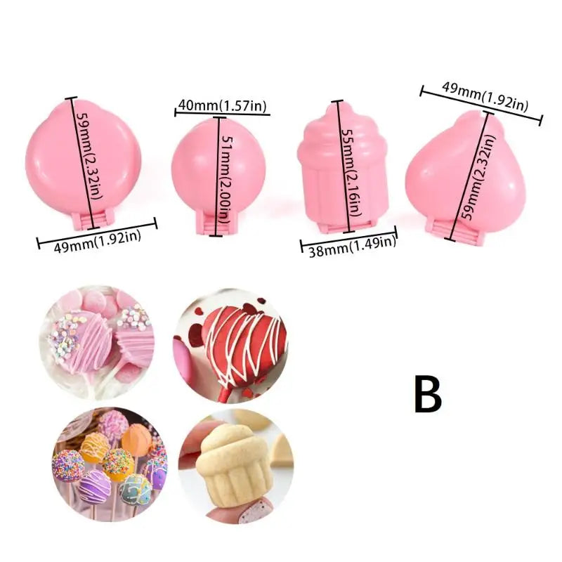4pcs/set Lollipop Mold Set for Cake Pops and Candy Making | Round Heart Cone Cupcake Shapes