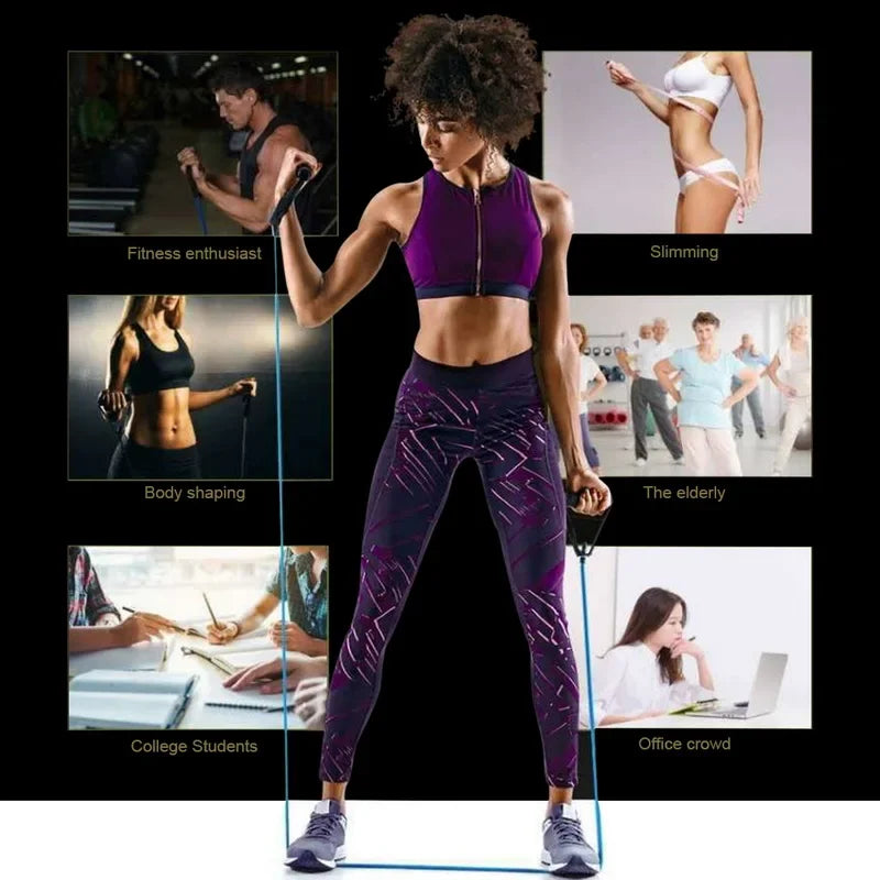 5 Level Resistance Band Set | Elastic Pull Rope with Handles for Home Strength Training