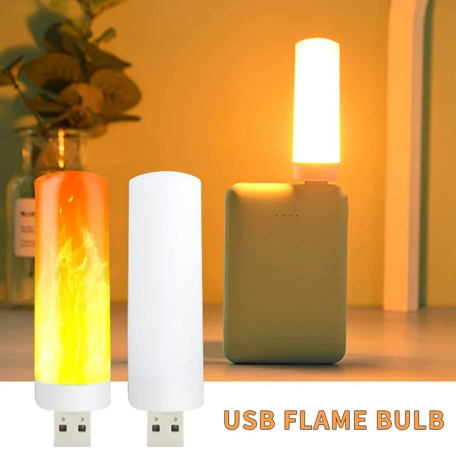 USB LED Flame Light Bulb | Simulated Candle Night Lamp