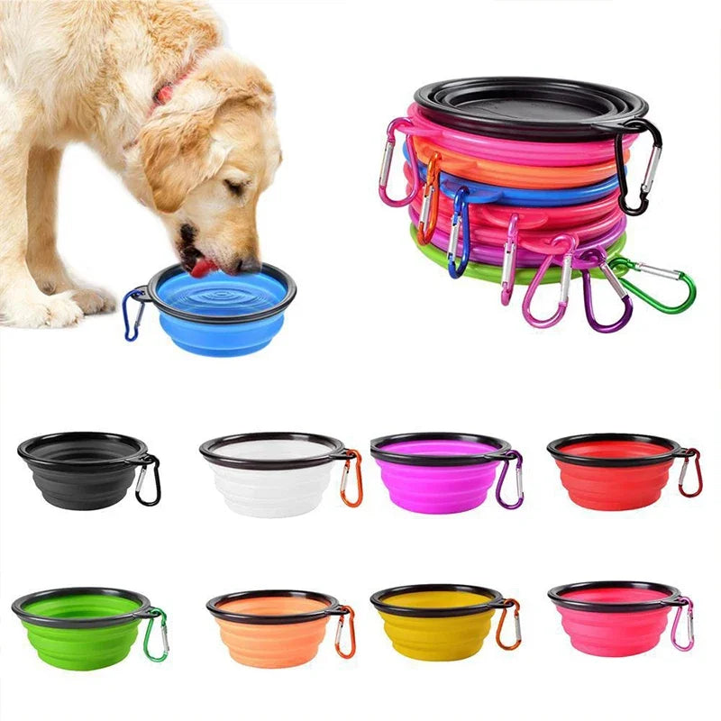 Collapsible Pet Silicone Dog Bowl | Portable Travel Food and Water Bowl with Carabiner