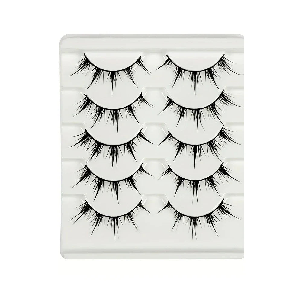 Anime-Inspired False Eyelashes | 5 Pairs Cartoon Eye Faux Lashes for Dramatic Demon Style