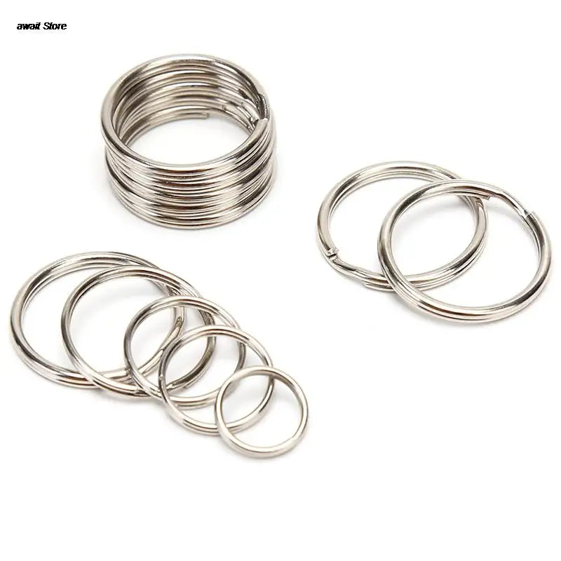 100 Polished Silver Split Key Rings | Stainless Steel Keychain Set for DIY and Organization