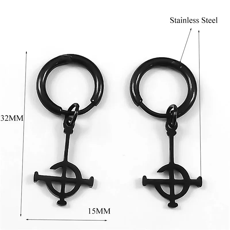 Goth Ghost BC Nameless Dangle Earrings | Stainless Steel Ghoul Band Jewelry