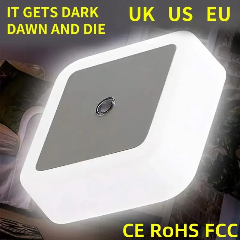 Mini LED Night Light with Light Sensor | Auto-On Square Night Lamp for Kids Room, Bedroom, Aisle