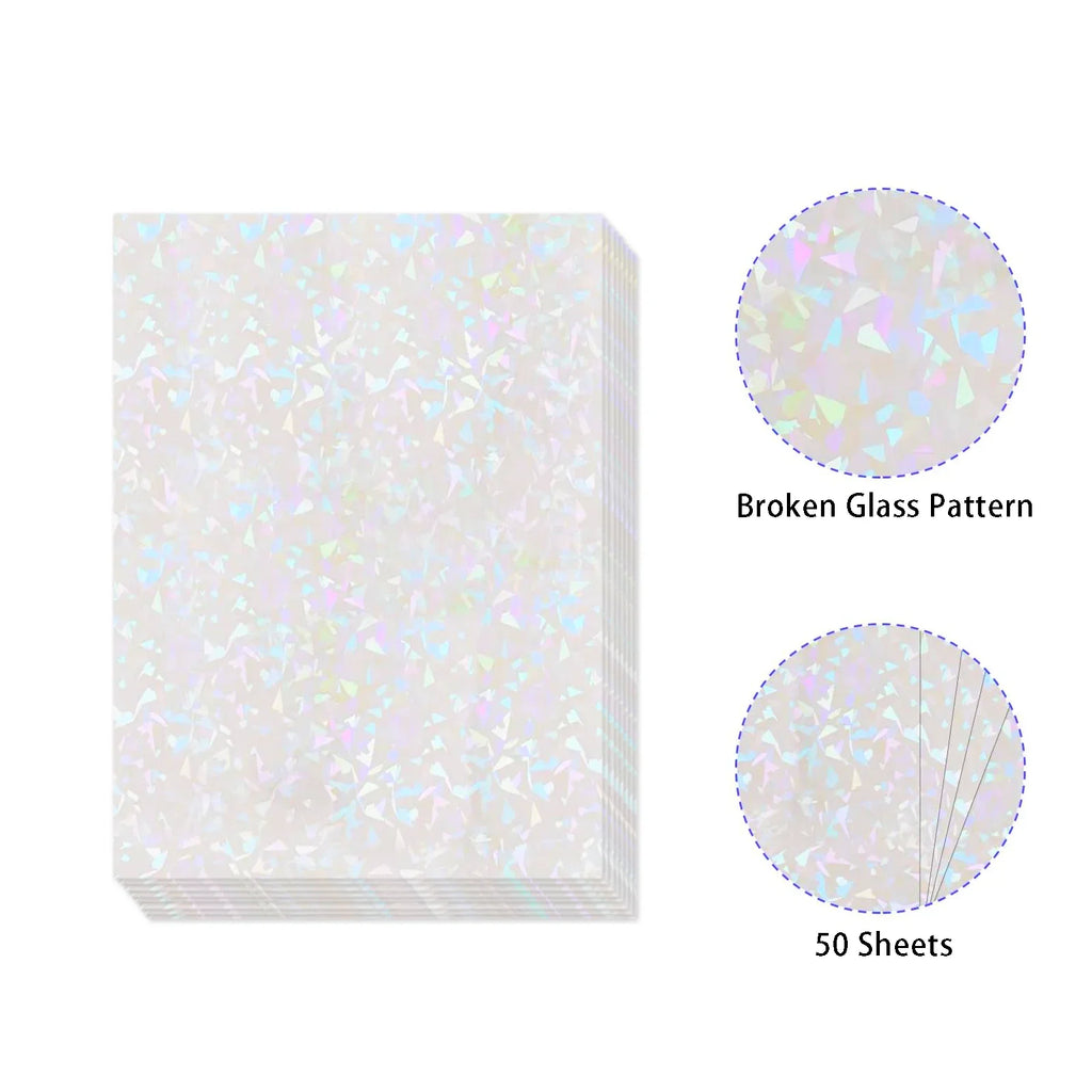 50 Sheets Holographic Cold Lamination Film | Clear Self-Adhesive Waterproof Overlay