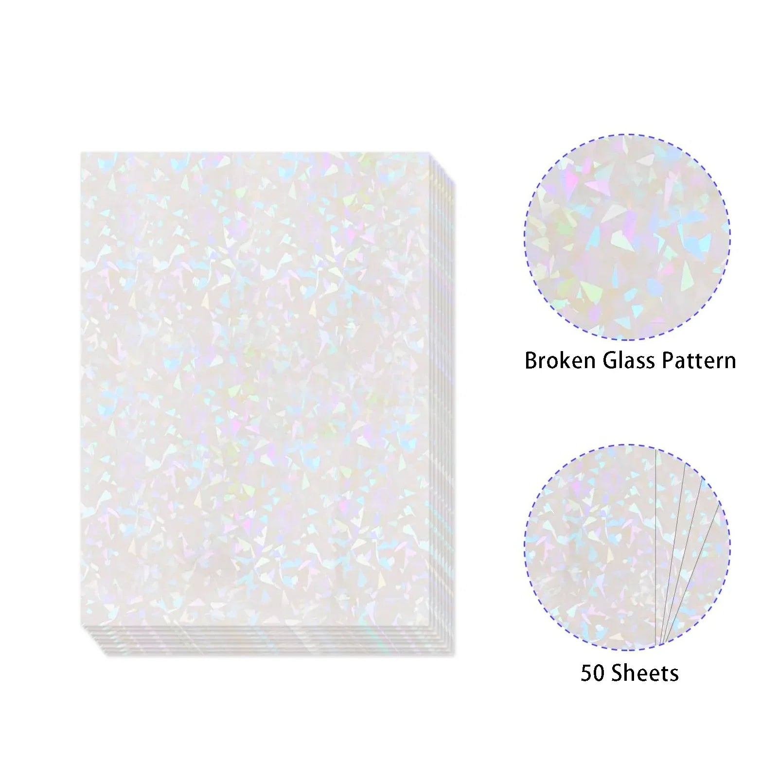 50 Sheets Holographic Cold Lamination Film | Clear Self-Adhesive Waterproof Overlay