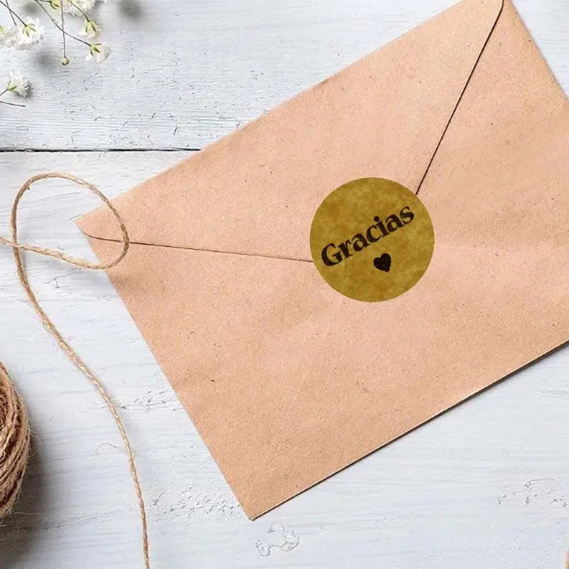 Kraft Gracias Spanish Thank You Sticker Seals | 1 Inch Envelope Stickers