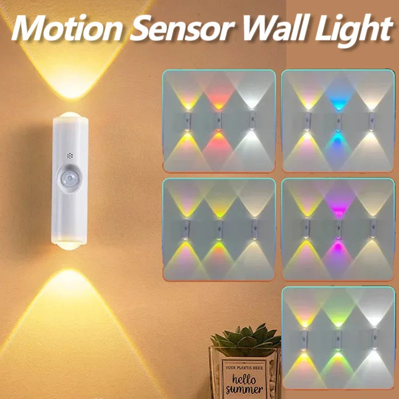 Smart RGB Gradient Night Light | Magnetic Motion Sensor Rechargeable Wall Lamp