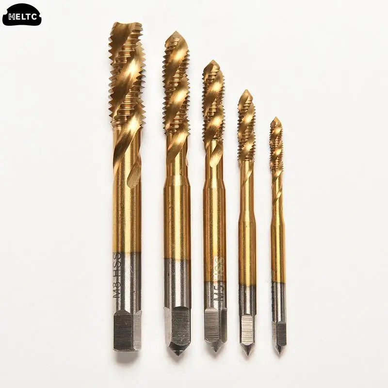 Titanium Coated HSS Spiral Fluted Machine Screw Tap Set | Metric Threading Tool