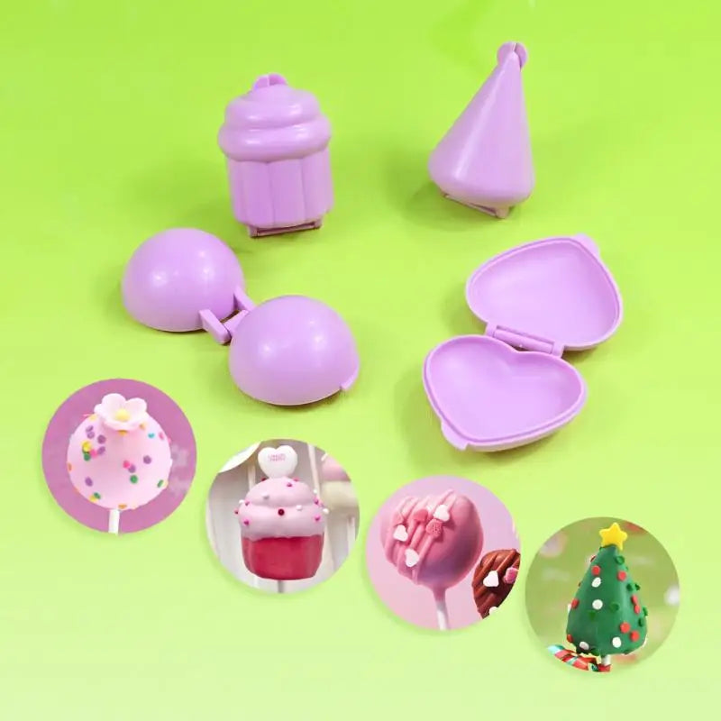 4pcs/set Lollipop Mold Set for Cake Pops and Candy Making | Round Heart Cone Cupcake Shapes