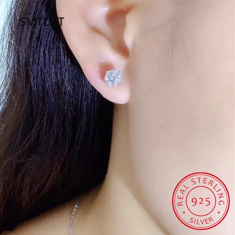 2.0ct Moissanite Stud Earrings for Women | 925 Sterling Silver Lab Grown Diamond Earrings