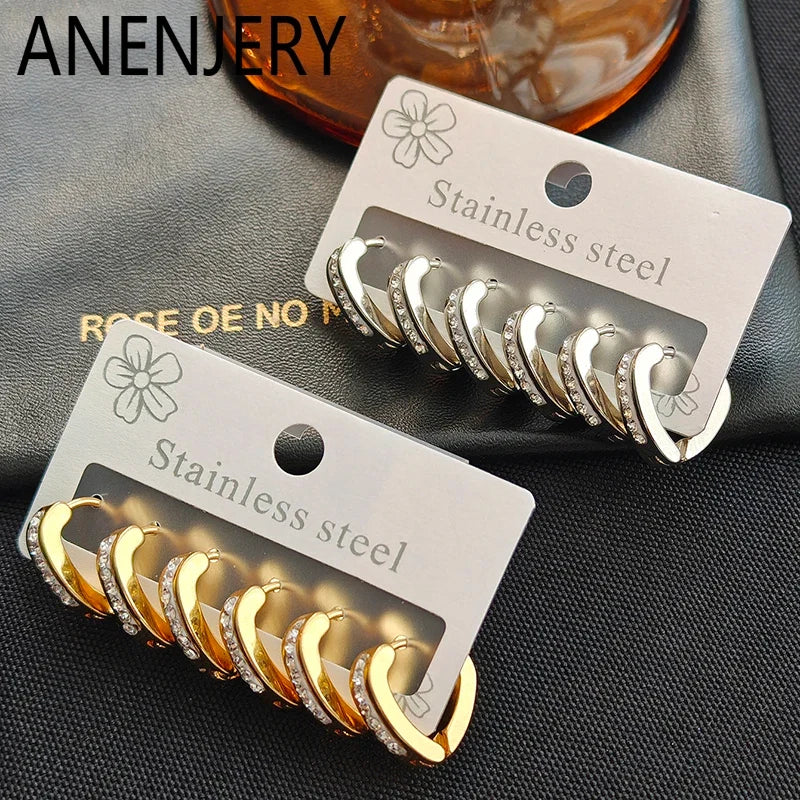 316L Stainless Steel Hollow V-shape Zircon Earrings | Simple Geometric Drop Earrings for Women and Men