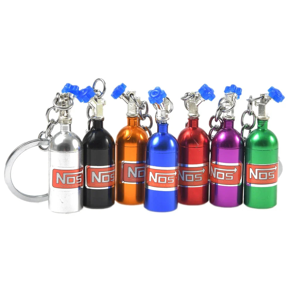 NOS Bottle Keychain Keyring | Metal Pill Box Stash Container for Car Keys