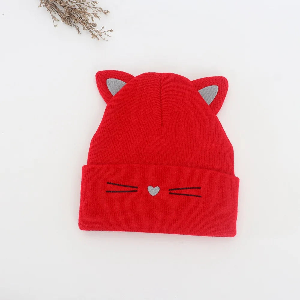 Baby Cartoon Cat Ears Knitted Hat | Warm Cotton Beanie for Toddlers