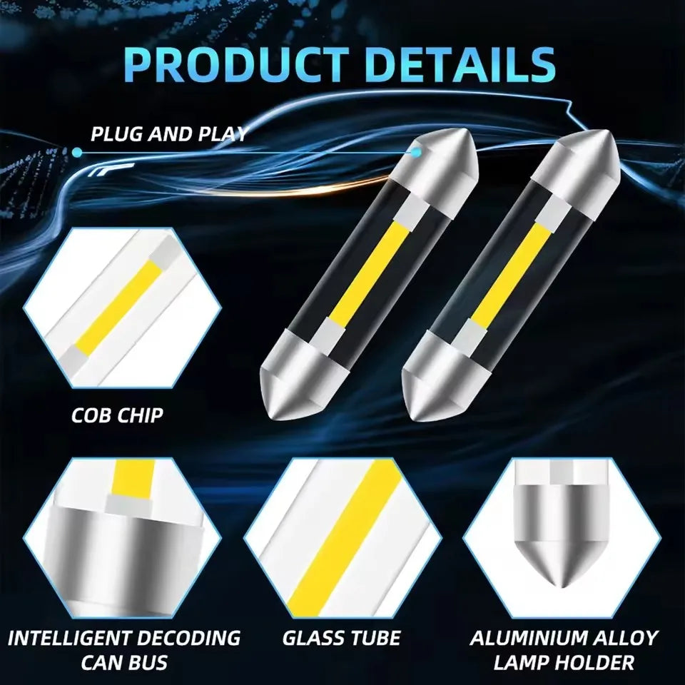 12V Car Reading Lamp | Double-Point LED Interior Light for C5W Bulb Upgrade