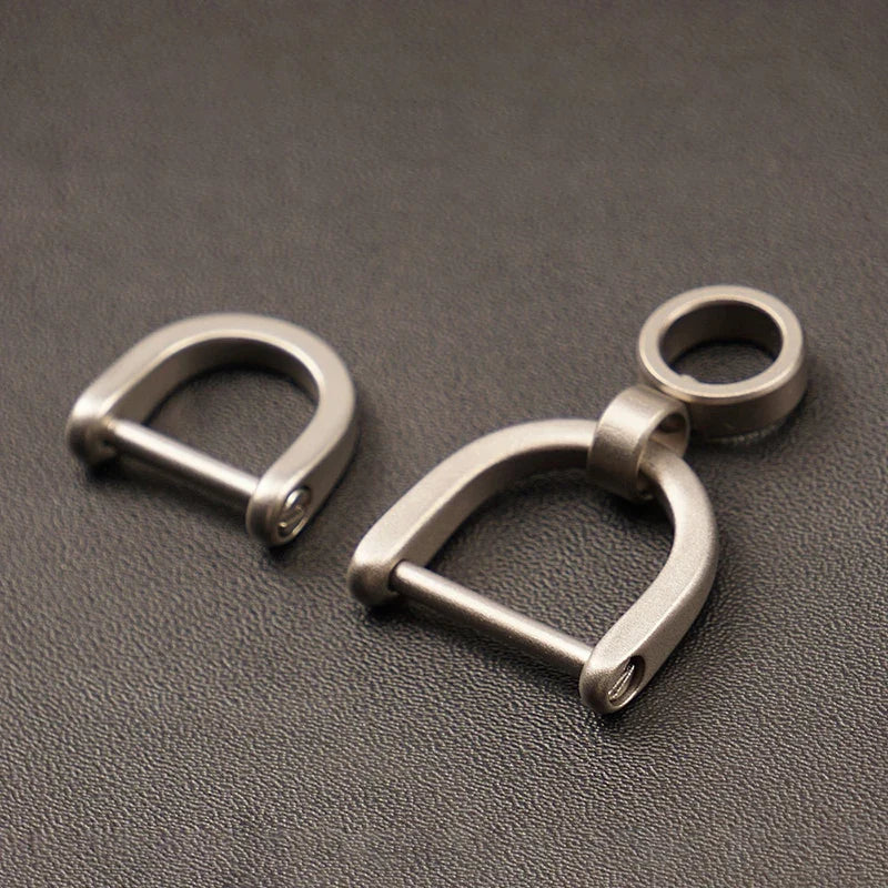 Titanium D Ring Key Shackle | U Shape Horseshoe Key Ring for Car Fob and DIY Leather Key Organizer