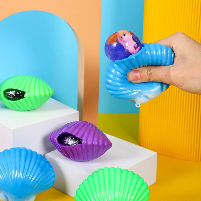 Hand Pinch Shell Decompression Toy | Stress Relief Mermaid Ball